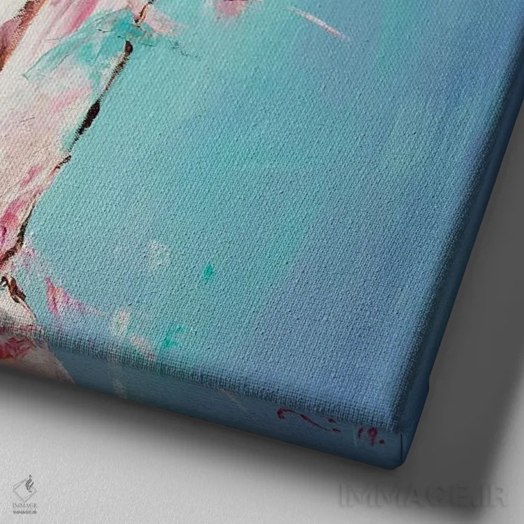 تابلو دکوراتیو افتاده اثر لی ژو - نمای نزدیک بافت بوم