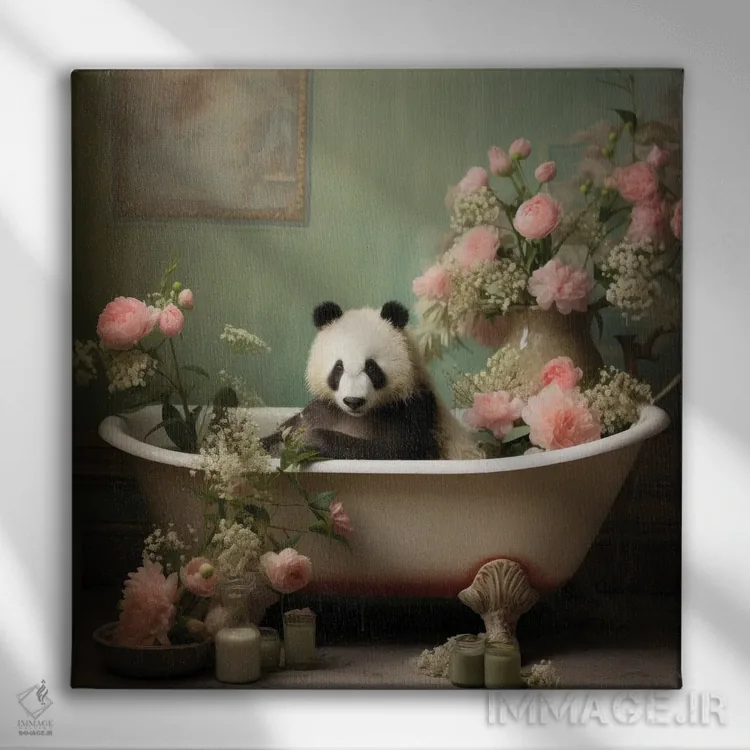 تابلو دکوراتیو شادی جنگل حمام LV اثر لازار استودیو - نمای روبهرو روی دیوار