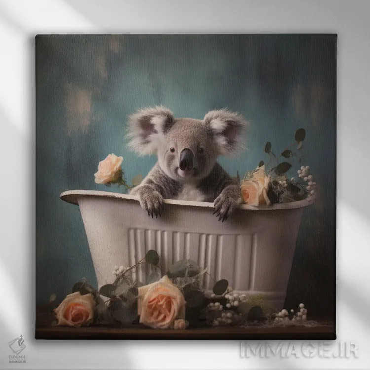 تابلو دکوراتیو شادی جنگل حمام CLXV اثر لازار استودیو - نمای روبهرو روی دیوار