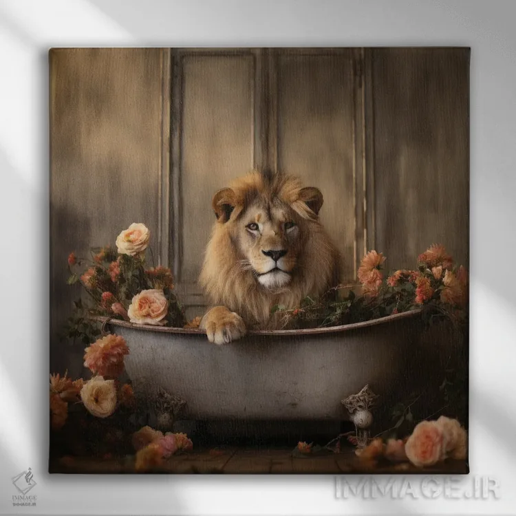 تابلو دکوراتیو شادی جنگل حمام CLVII اثر لازار استودیو - نمای روبهرو روی دیوار