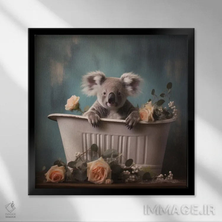 تابلو دکوراتیو شادی جنگل حمام CLXV اثر لازار استودیو - نمای قابدار مشکی