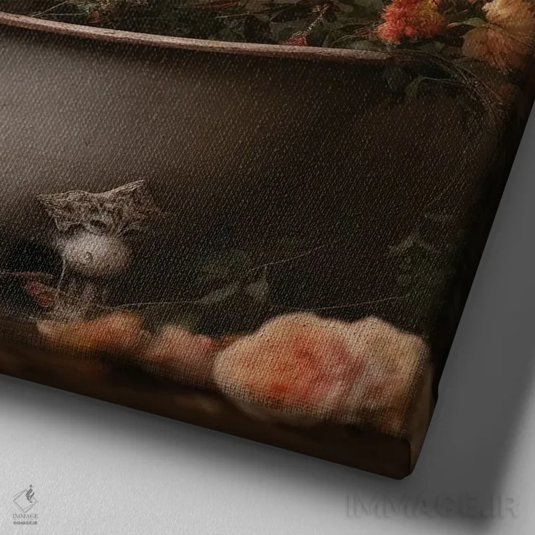 تابلو دکوراتیو شادی جنگل حمام CLVII اثر لازار استودیو - نمای نزدیک بافت بوم