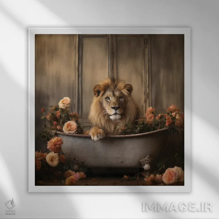 تابلو دکوراتیو شادی جنگل حمام CLVII اثر لازار استودیو - نمای قابدار سفید