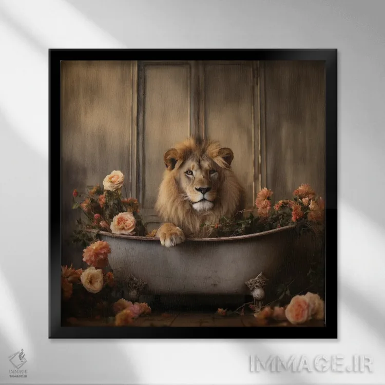 تابلو دکوراتیو شادی جنگل حمام CLVII اثر لازار استودیو - نمای قابدار مشکی