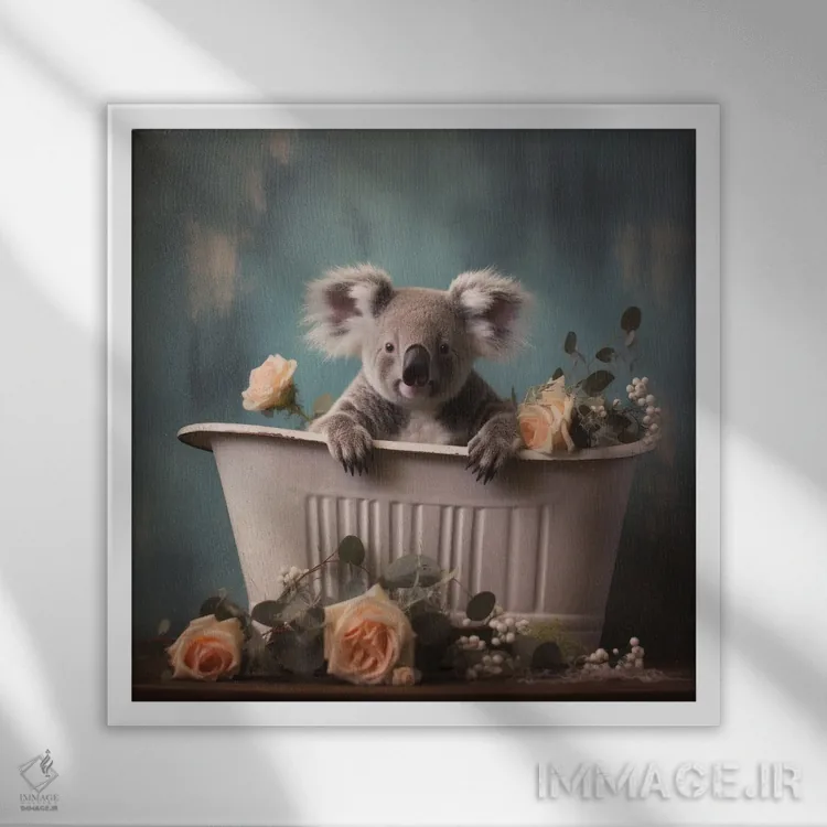 تابلو دکوراتیو شادی جنگل حمام CLXV اثر لازار استودیو - نمای قابدار سفید