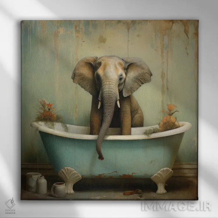 تابلو دکوراتیو شادی جنگل حمام XXIX اثر لازار استودیو - نمای روبهرو روی دیوار