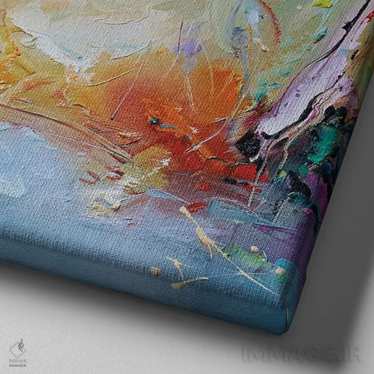 تابلو انتزاعی رنگ های طبیعت اثر استانیسلاو لازاروف - نمای نزدیک بافت بوم