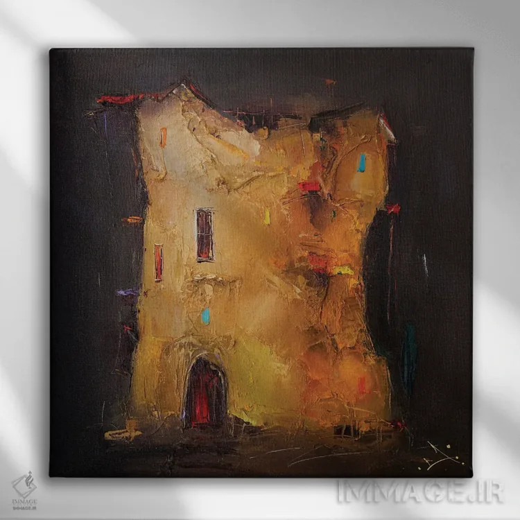 تابلو انتزاعی دژ معنا اثر استانیسلاو لازاروف - نمای روبهرو روی دیوار