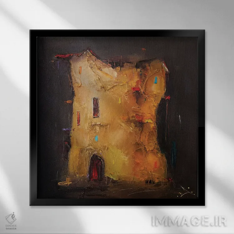 تابلو انتزاعی دژ معنا اثر استانیسلاو لازاروف - نمای قابدار مشکی