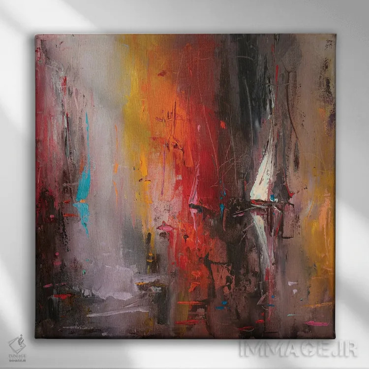 تابلو انتزاعی رنگ های دریا اثر استانیسلاو لازاروف - نمای روبهرو روی دیوار