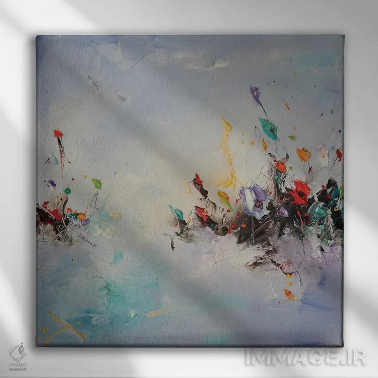 تابلو انتزاعی گل های آفتابی اثر استانیسلاو لازاروف - نمای روبهرو روی دیوار