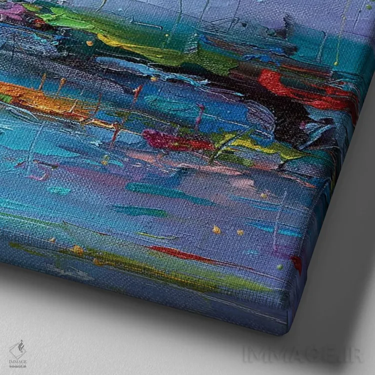 تابلو انتزاعی صبح تابستانی اثر استانیسلاو لازاروف - نمای نزدیک بافت بوم