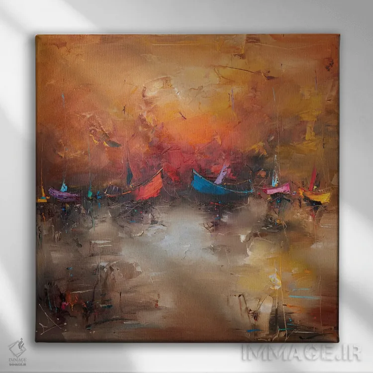 تابلو انتزاعی حال و هوای تابستان اثر استانیسلاو لازاروف - نمای روبهرو روی دیوار
