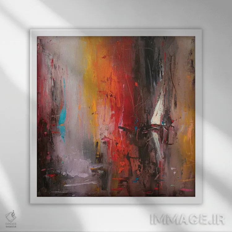 تابلو انتزاعی رنگ های دریا اثر استانیسلاو لازاروف - نمای قابدار سفید