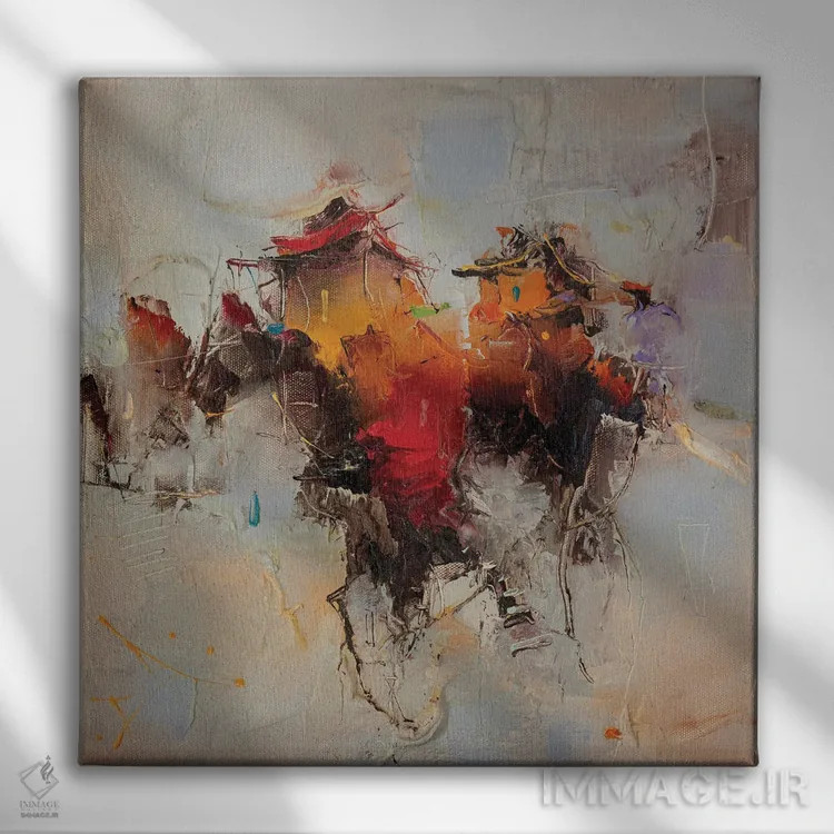 تابلو انتزاعی جهان ها ۲ اثر استانیسلاو لازاروف - نمای روبهرو روی دیوار