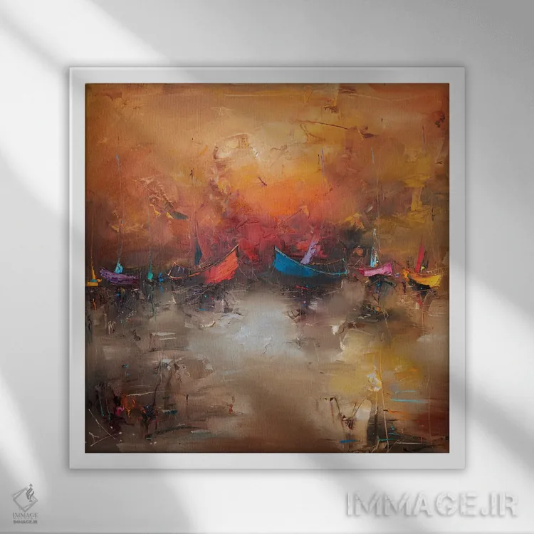 تابلو انتزاعی حال و هوای تابستان اثر استانیسلاو لازاروف - نمای قابدار سفید