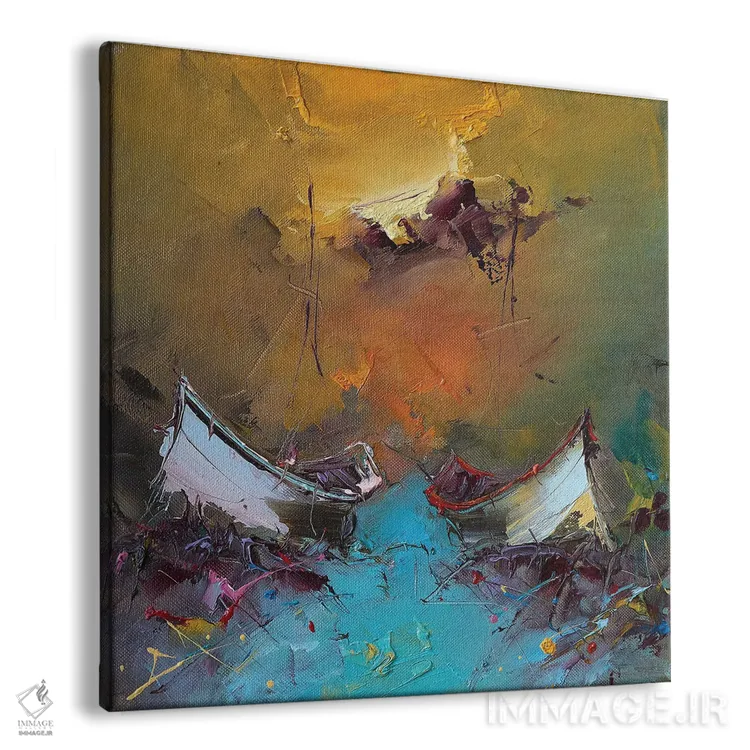 تابلو انتزاعی غروب و مه اثر استانیسلاو لازاروف - نمای پرسپکتیو محصول