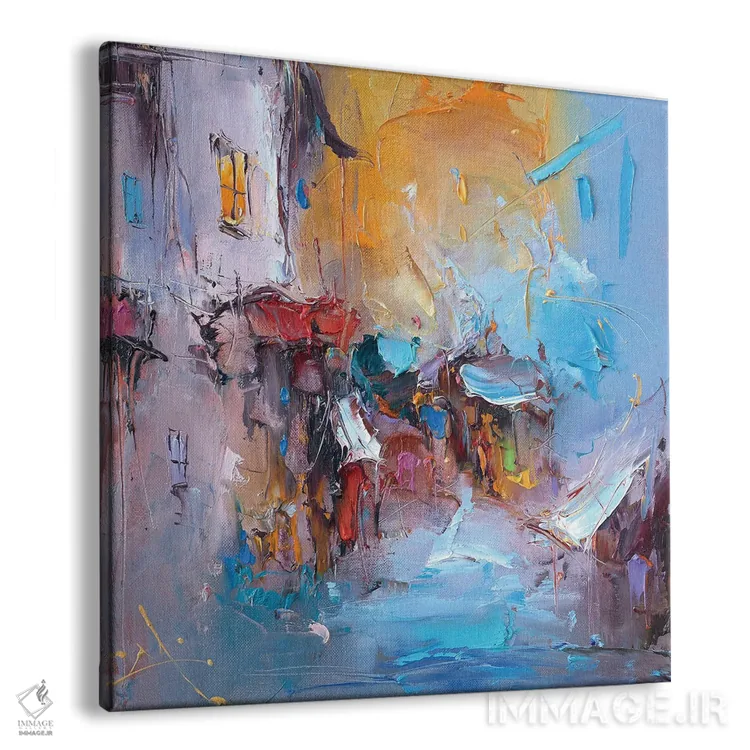 تابلو انتزاعی عشق روستایی اثر استانیسلاو لازاروف - نمای پرسپکتیو محصول