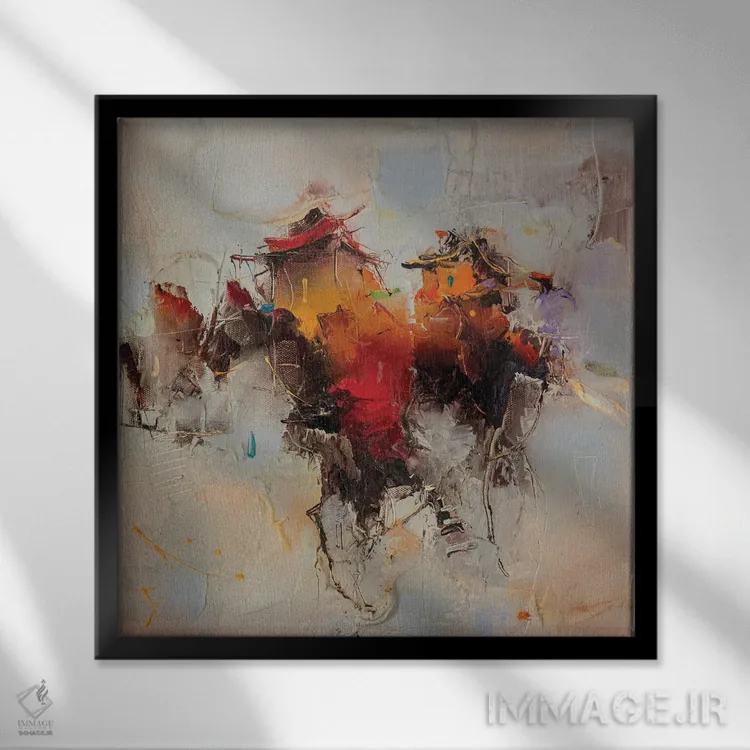 تابلو انتزاعی جهان ها ۲ اثر استانیسلاو لازاروف - نمای قابدار مشکی