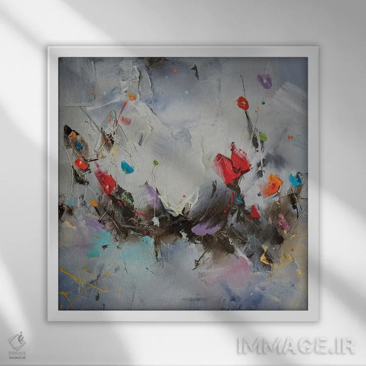 تابلو انتزاعی پیش از باران اثر استانیسلاو لازاروف - نمای قابدار سفید