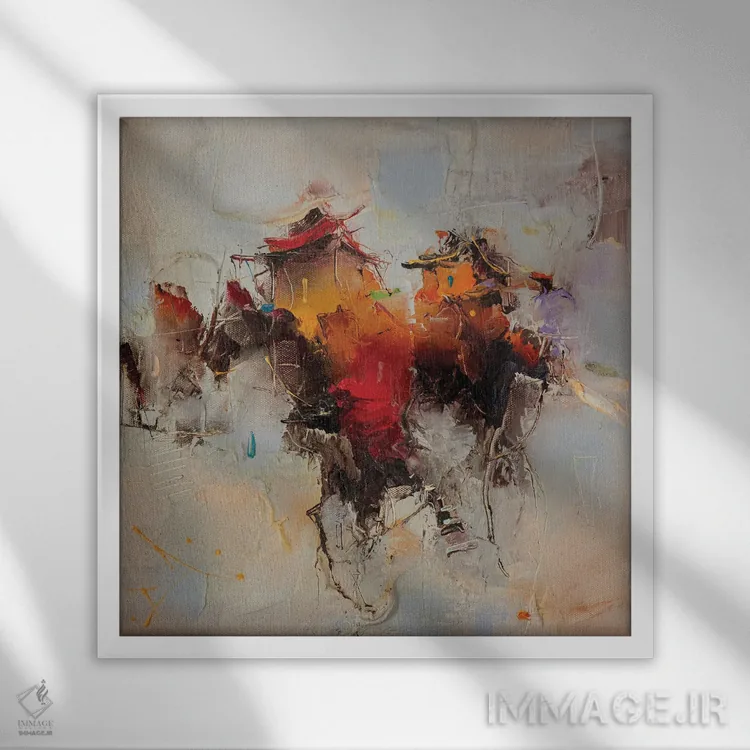 تابلو انتزاعی جهان ها ۲ اثر استانیسلاو لازاروف - نمای قابدار سفید