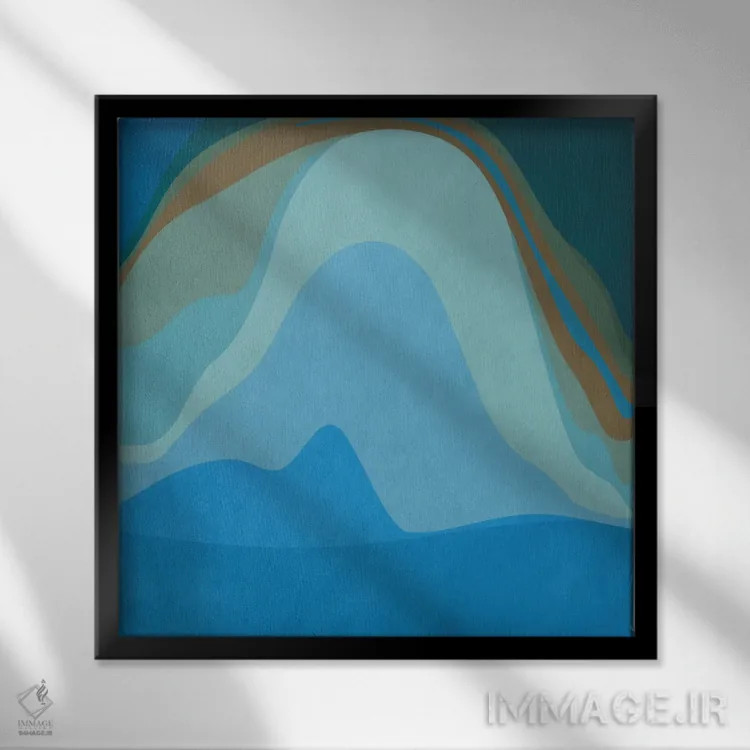 تابلو مینیمال هنر مدرن - سیاره آبی اثر فایو بای فایو کالکتیو - نمای قابدار مشکی