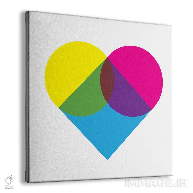 تابلو مینیمال هنر مدرن - نمودار قلب فلورسنت اثر فایو بای فایو کالکتیو - نمای پرسپکتیو محصول