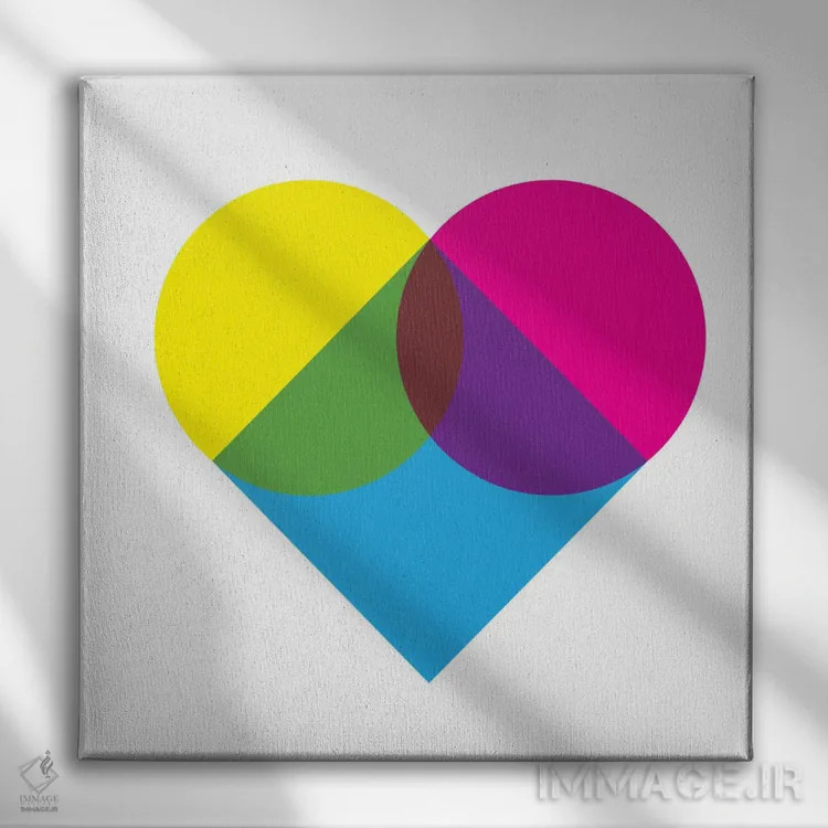 تابلو مینیمال هنر مدرن - نمودار قلب فلورسنت اثر فایو بای فایو کالکتیو - نمای روبهرو روی دیوار