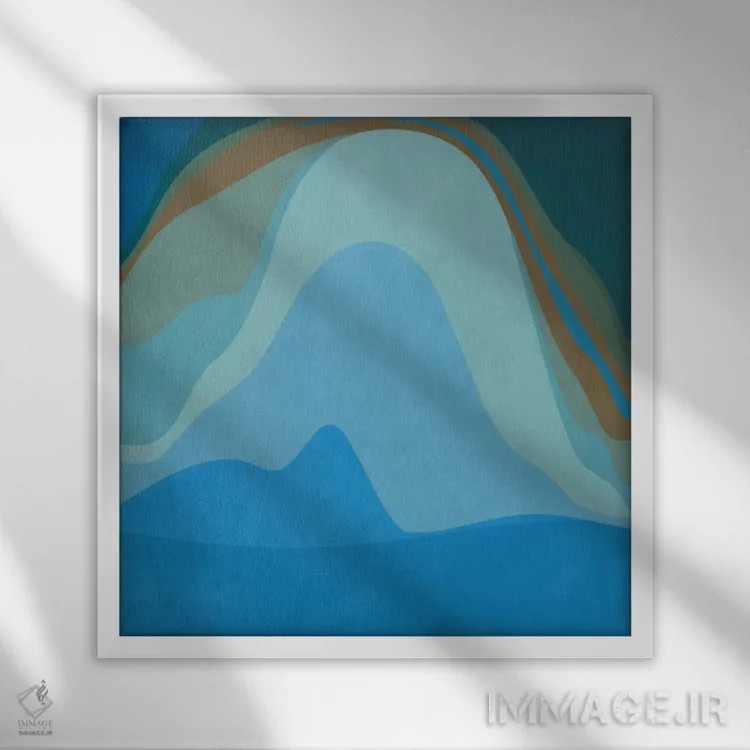 تابلو مینیمال هنر مدرن - سیاره آبی اثر فایو بای فایو کالکتیو - نمای قابدار سفید