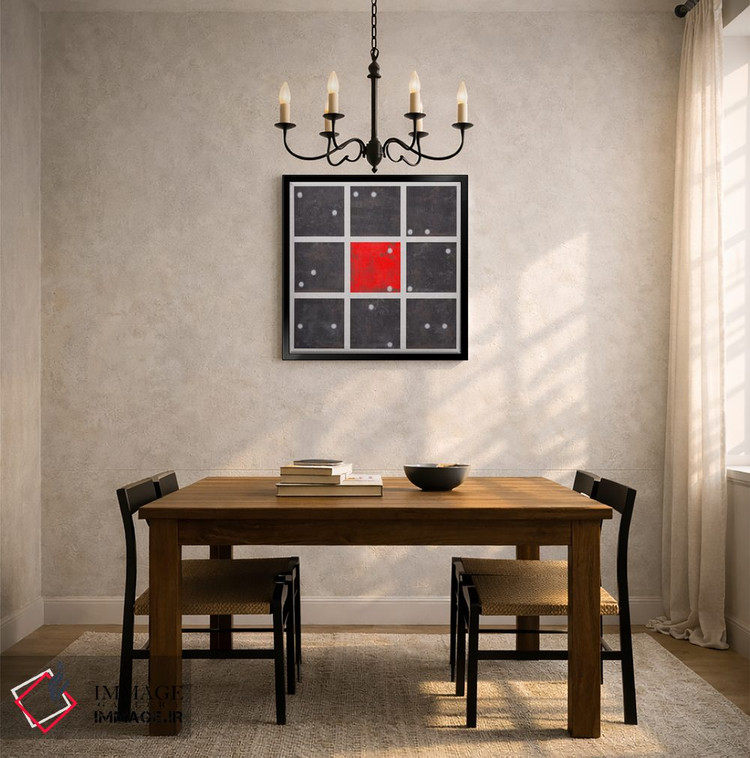 تابلو دکوراتیو هنر مدرن - هنر مکعبی مرکز تاس قرمز اثر فایو بای فایو کالکتیو - D6B