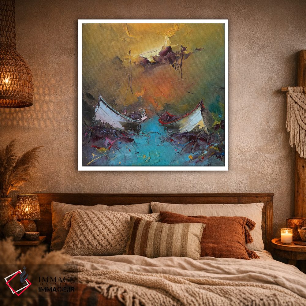 تابلو انتزاعی غروب و مه اثر استانیسلاو لازاروف - D1W