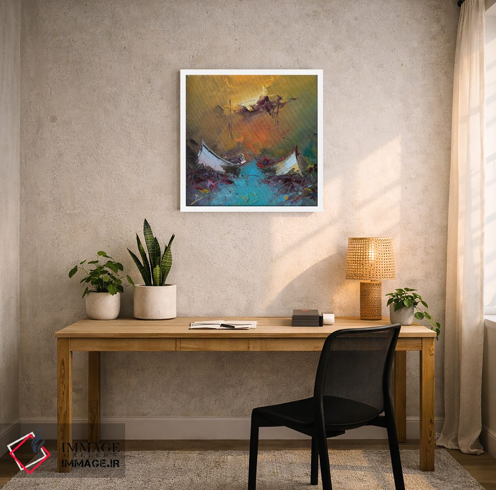 تابلو انتزاعی غروب و مه اثر استانیسلاو لازاروف - D4W