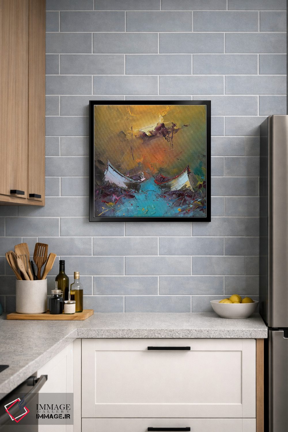 تابلو انتزاعی غروب و مه اثر استانیسلاو لازاروف - D3B