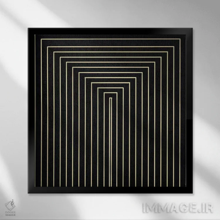 تابلو انتزاعی هنر مدرن - پلازای کلینتون از مجموعه مشکی اثر فایو بای فایو کالکتیو - نمای قابدار مشکی