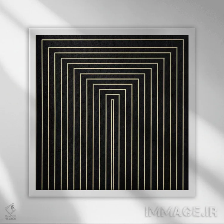 تابلو انتزاعی هنر مدرن - پلازای کلینتون از مجموعه مشکی اثر فایو بای فایو کالکتیو - نمای قابدار سفید