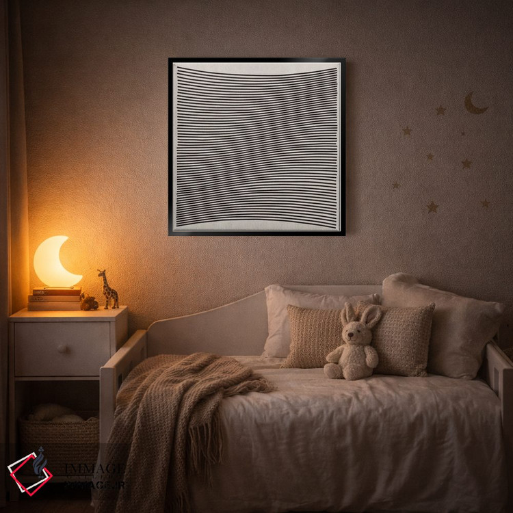 تابلو مینیمال هنر مدرن - خطوط موج دار اثر فایو بای فایو کالکتیو - D5B