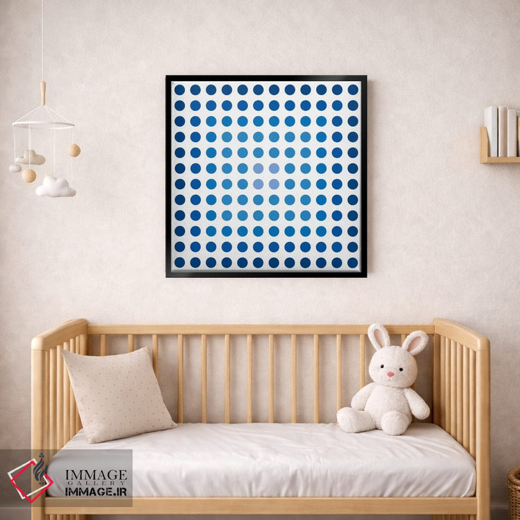 تابلو مینیمال هنر مدرن - نقطه های سرمه ای کمرنگ اثر فایو بای فایو کالکتیو - D2B