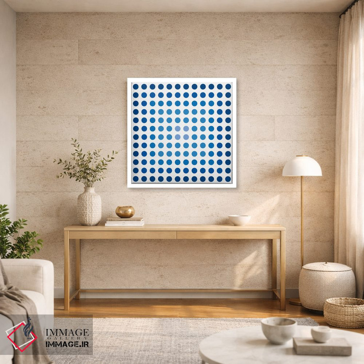 تابلو مینیمال هنر مدرن - نقطه های سرمه ای کمرنگ اثر فایو بای فایو کالکتیو - D3W