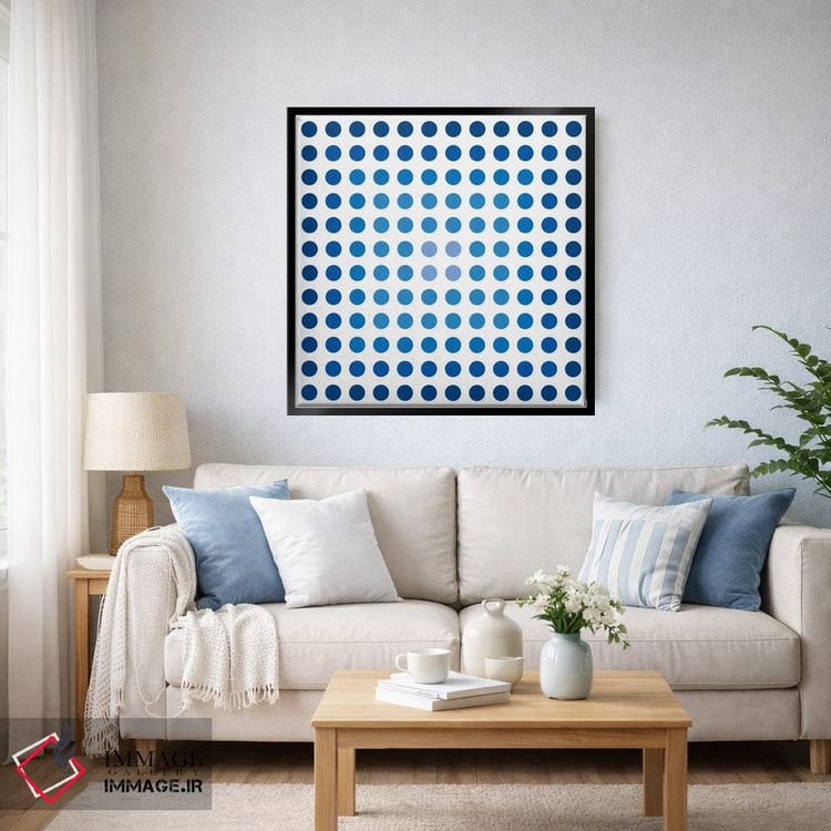 تابلو مینیمال هنر مدرن - نقطه های سرمه ای کمرنگ اثر فایو بای فایو کالکتیو - D6B