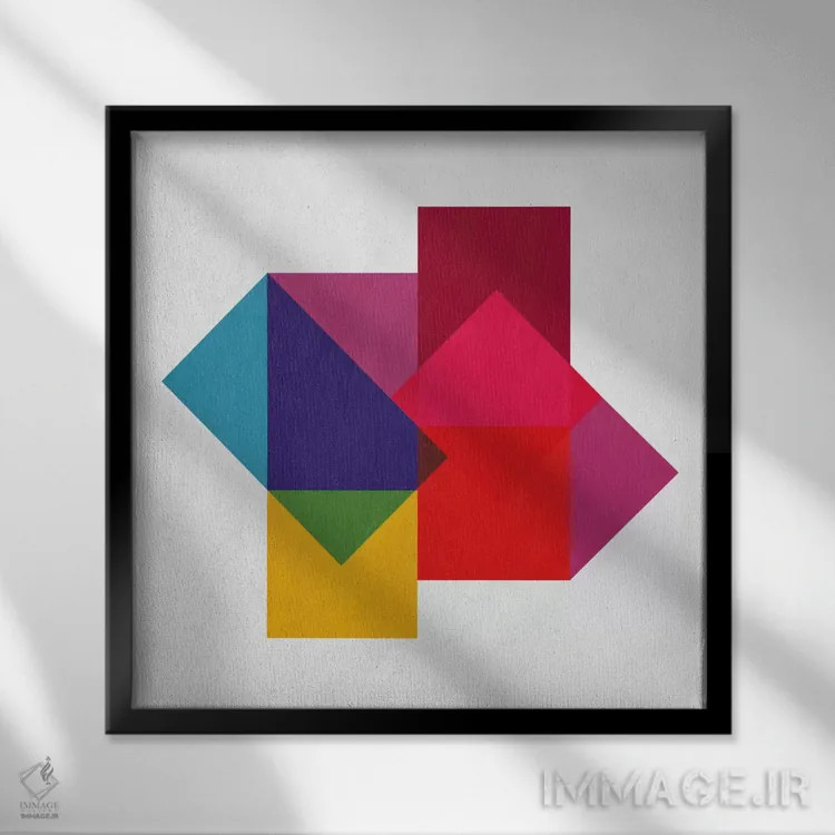 تابلو مینیمال هنر مدرن - مطالعه رنگ ها اثر فایو بای فایو کالکتیو - نمای قابدار مشکی