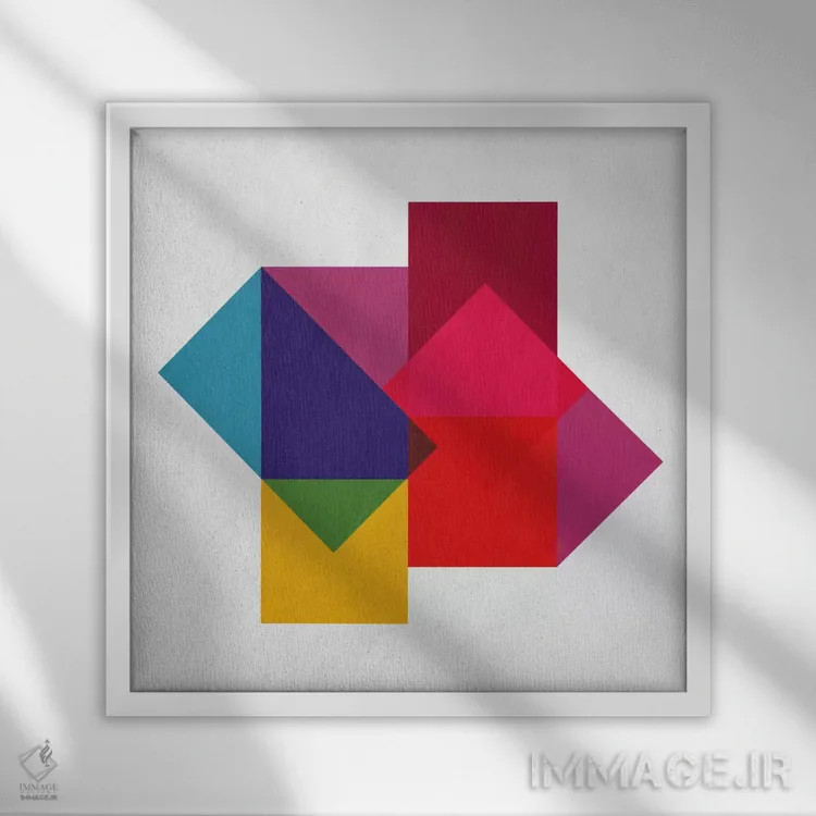 تابلو مینیمال هنر مدرن - مطالعه رنگ ها اثر فایو بای فایو کالکتیو - نمای قابدار سفید