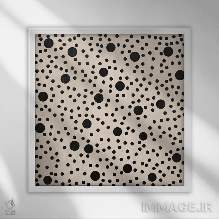 تابلو انتزاعی هنر مدرن - نقطه چین II اثر فایو بای فایو کالکتیو - نمای قابدار سفید