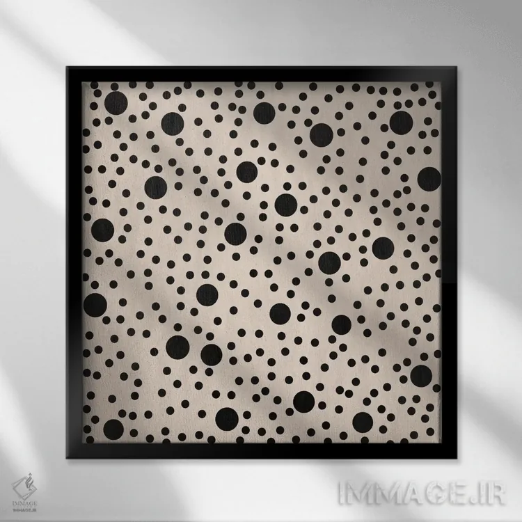 تابلو انتزاعی هنر مدرن - نقطه چین II اثر فایو بای فایو کالکتیو - نمای قابدار مشکی