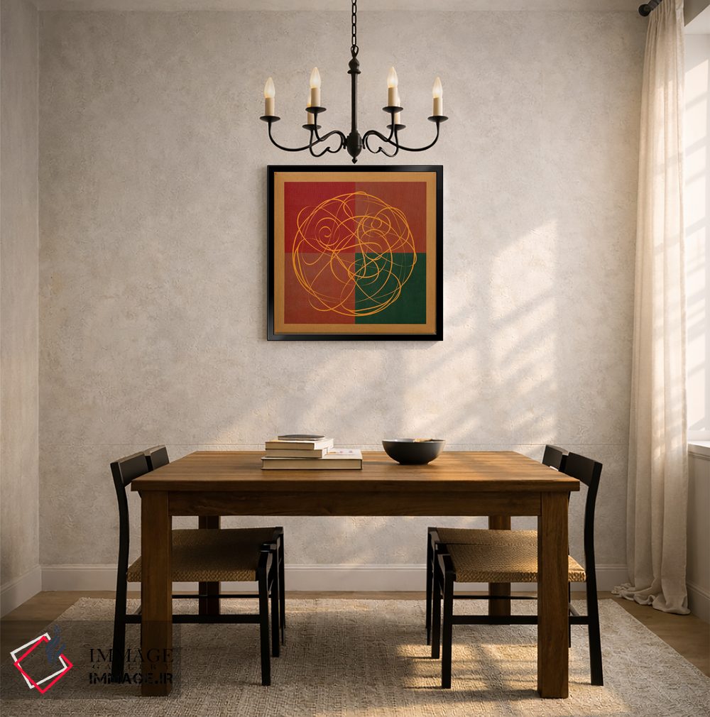تابلو انتزاعی هنر مدرن - نمادگرایی هندی؛ شانس و شکوفایی اثر فایو بای فایو کالکتیو - D4B
