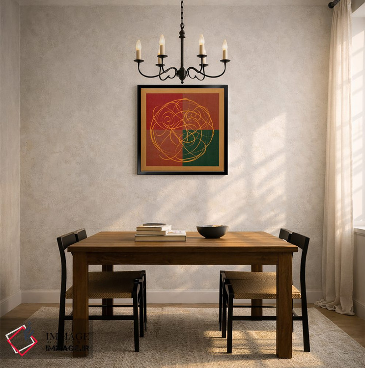 تابلو انتزاعی هنر مدرن - نمادگرایی هندی؛ شانس و شکوفایی اثر فایو بای فایو کالکتیو - D4B