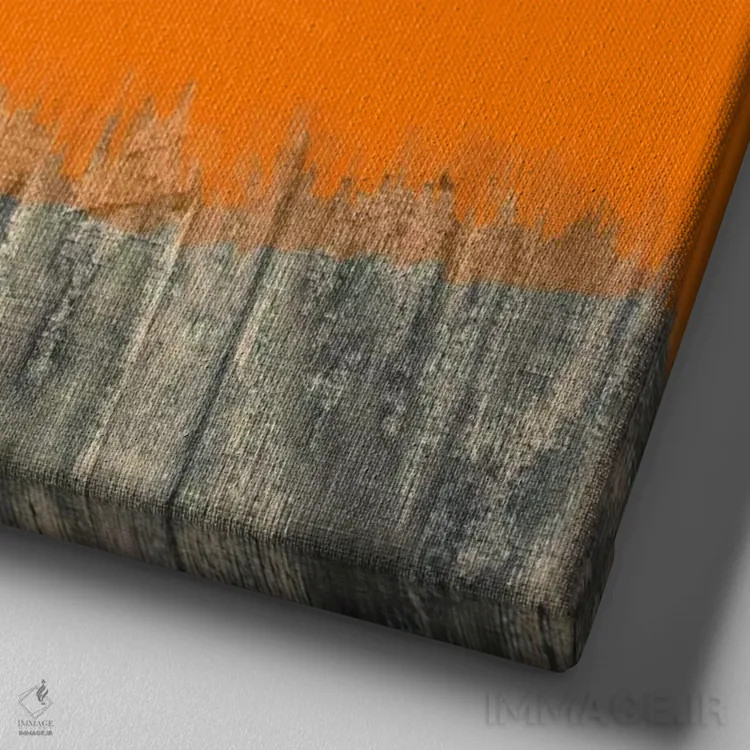 تابلو مینیمال هنر مدرن - آن سوی حصار چوبی اثر فایو بای فایو کالکتیو - نمای نزدیک بافت بوم