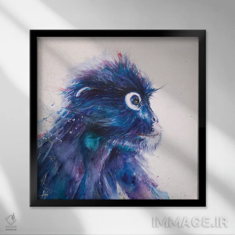 تابلو دکوراتیو شیطنت میمون ها اثر مارک آلانته - نمای قابدار مشکی