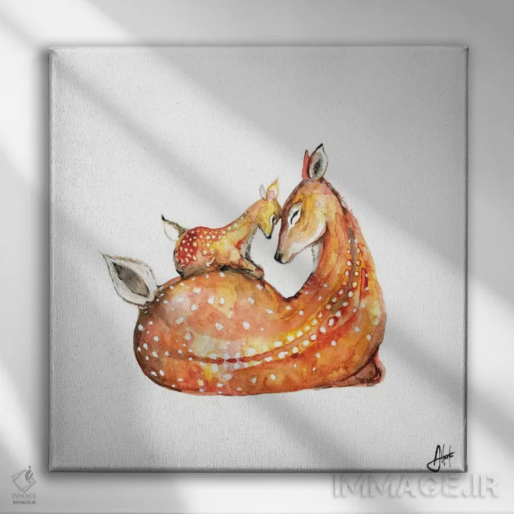 تابلو دکوراتیو آهو اثر مارک آلانته - نمای روبهرو روی دیوار