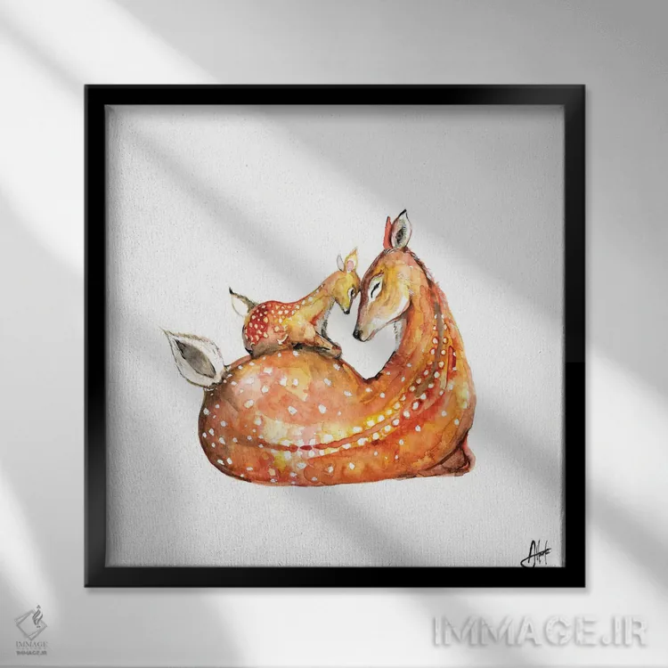 تابلو دکوراتیو آهو اثر مارک آلانته - نمای قابدار مشکی