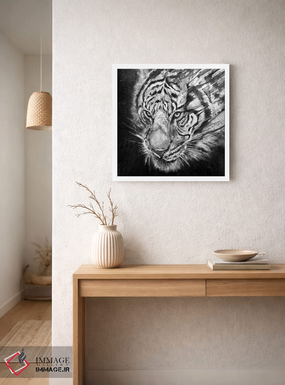 تابلو دکوراتیو شکارچی شب سیاه و سفید اثر مارک آلانته - D4W